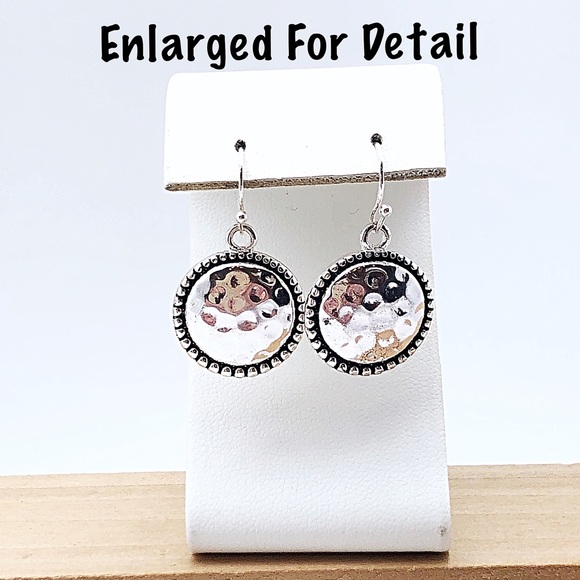 Silver Beaded Hammered Disc Earring Necklace Set - Picture 5 of 8